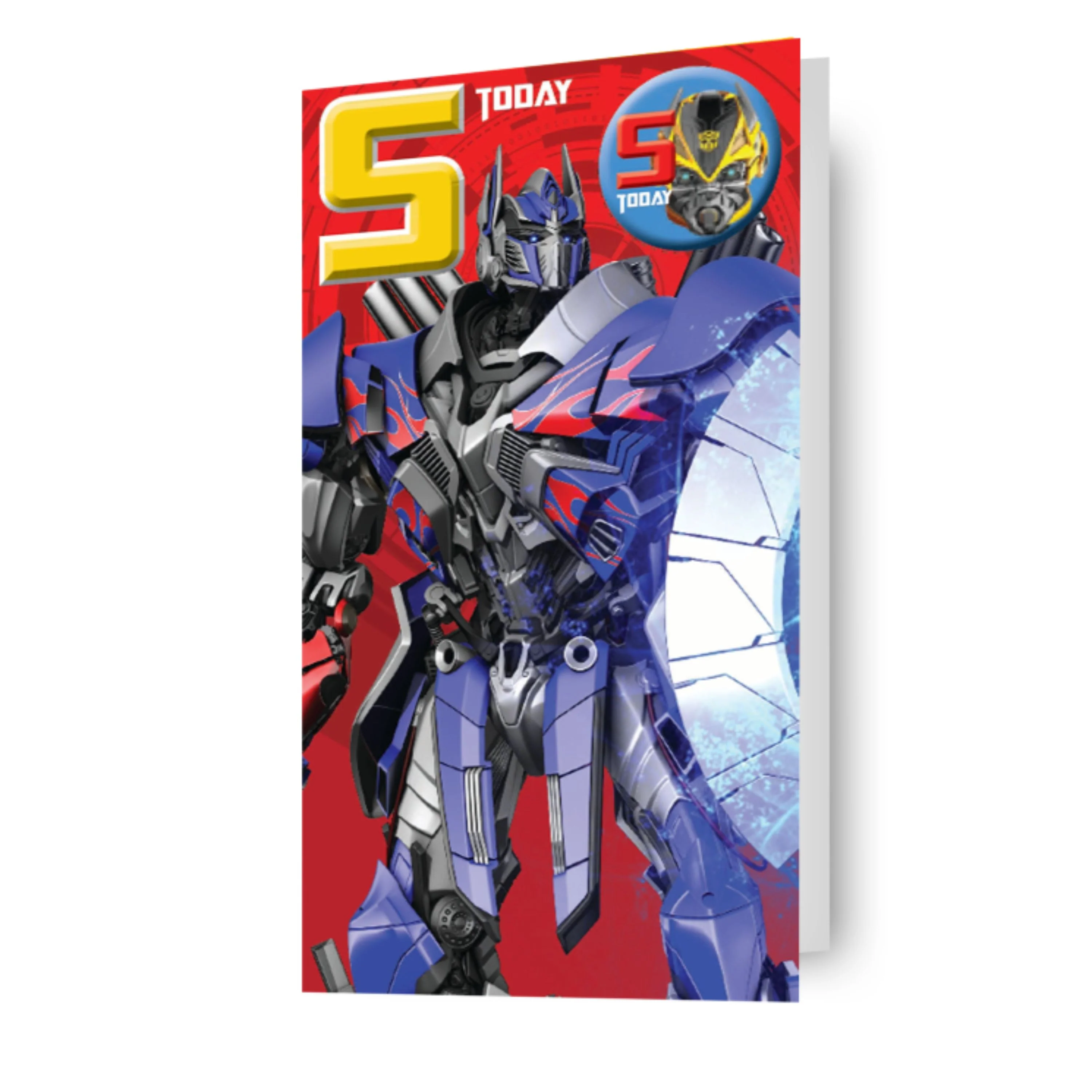 Transformers Age 5 Birthday Card with Badge