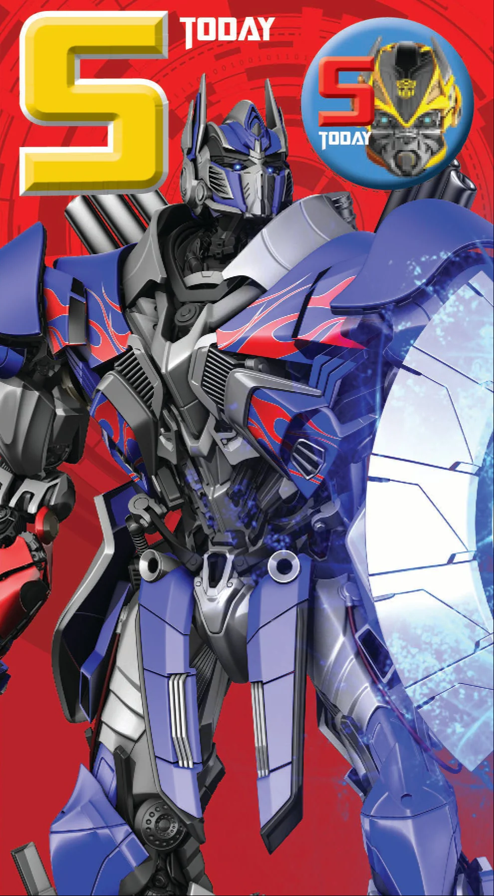Transformers Age 5 Birthday Card with Badge - Image 2