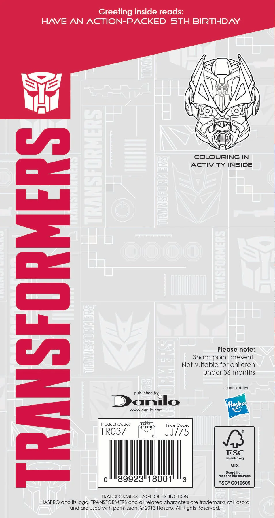 Transformers Age 5 Birthday Card with Badge - Image 3