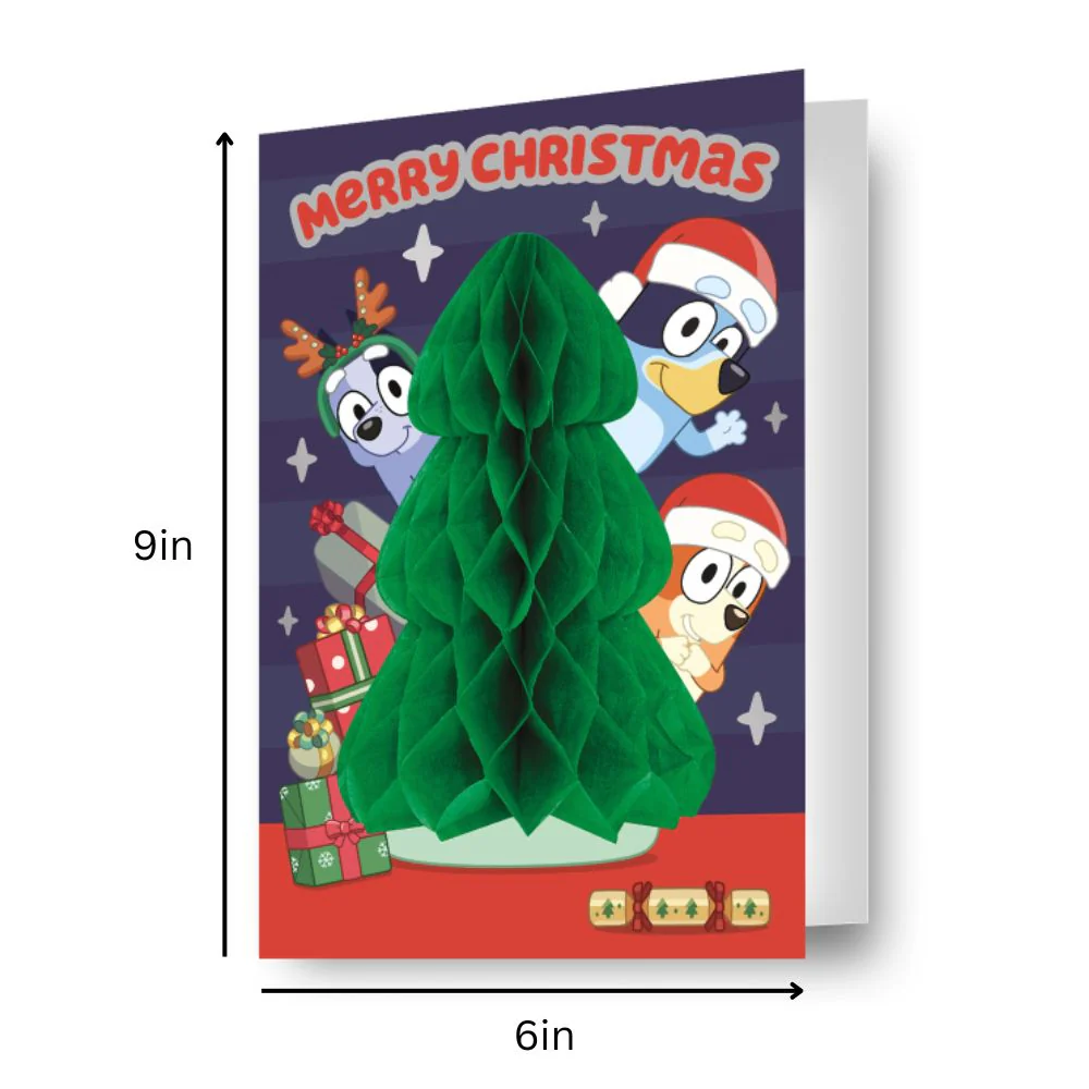 Bluey 3D Honeycomb Tree Christmas Card - Image 2