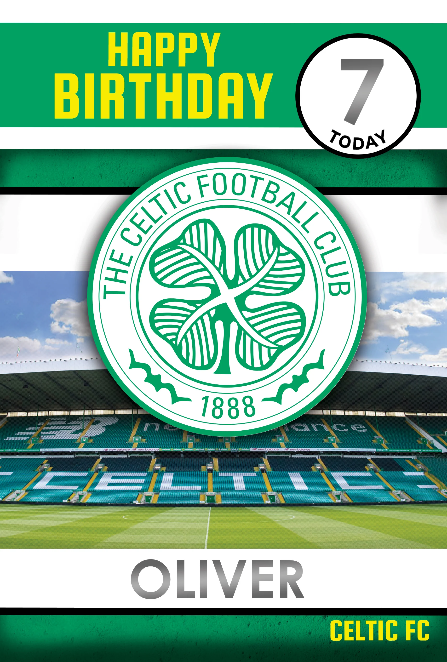 Celtic FC Personalise Birthday Card With Sticker Sheet - Image 3
