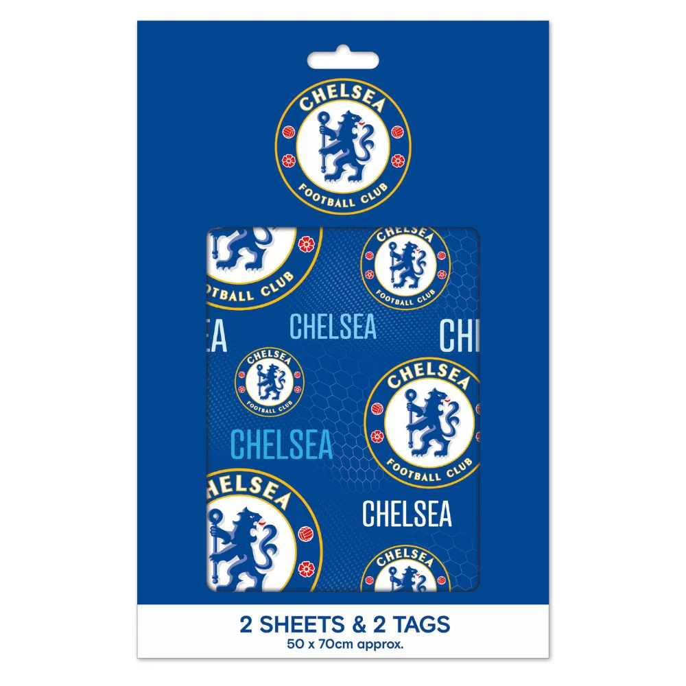 Chelsea FC 2 Sheets & 2 Tags Gift Wrap