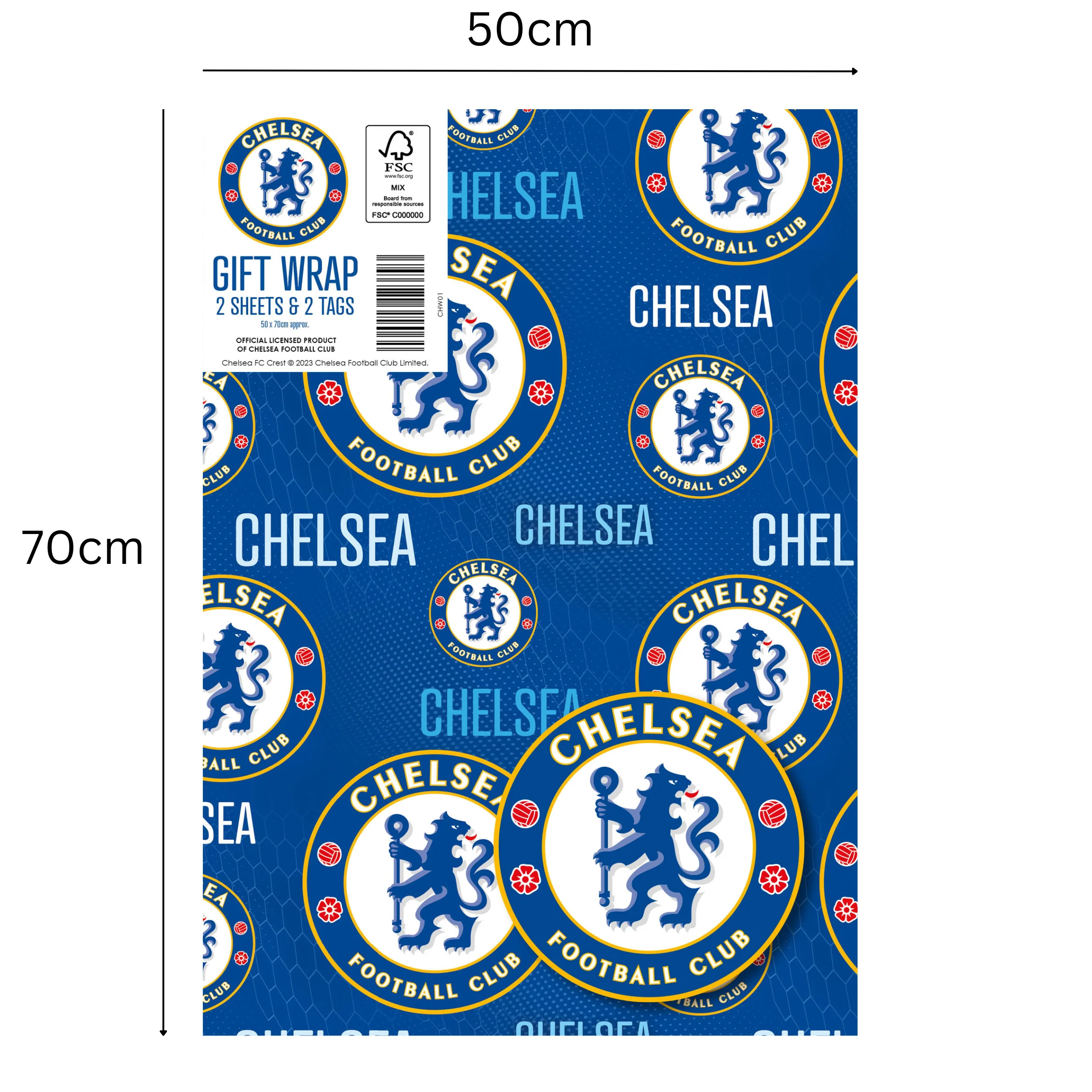 Chelsea FC 4 Sheets & 4 Tags Gift Wrap Bundle - Image 4