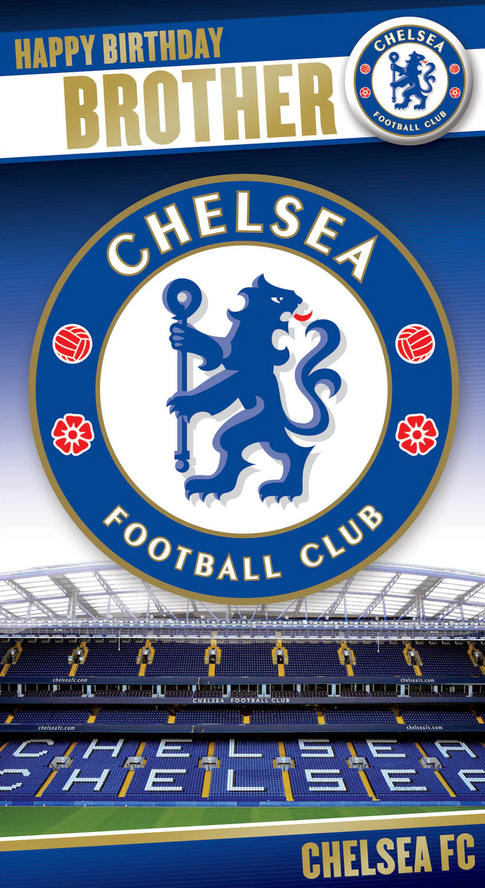 Chelsea FC 'Brother' Birthday Card With Badge - Image 2
