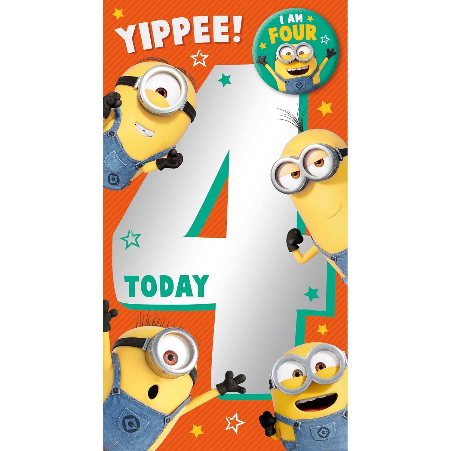 Despicable Me Minions Age 4 Birthday Card - Image 2