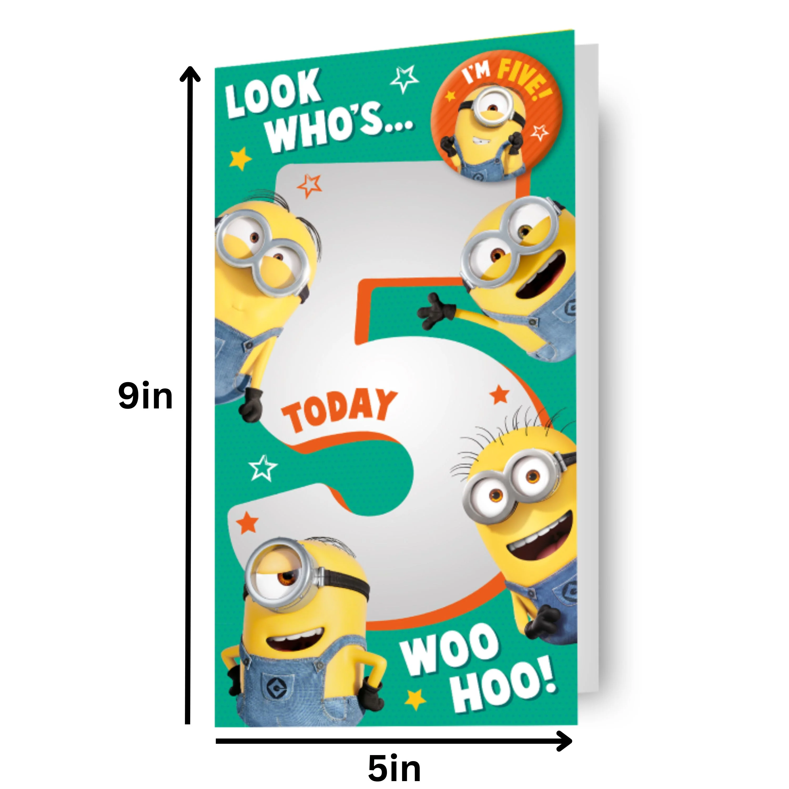 Despicable Me Minions Age 5 Birthday Card with Badge - Image 3