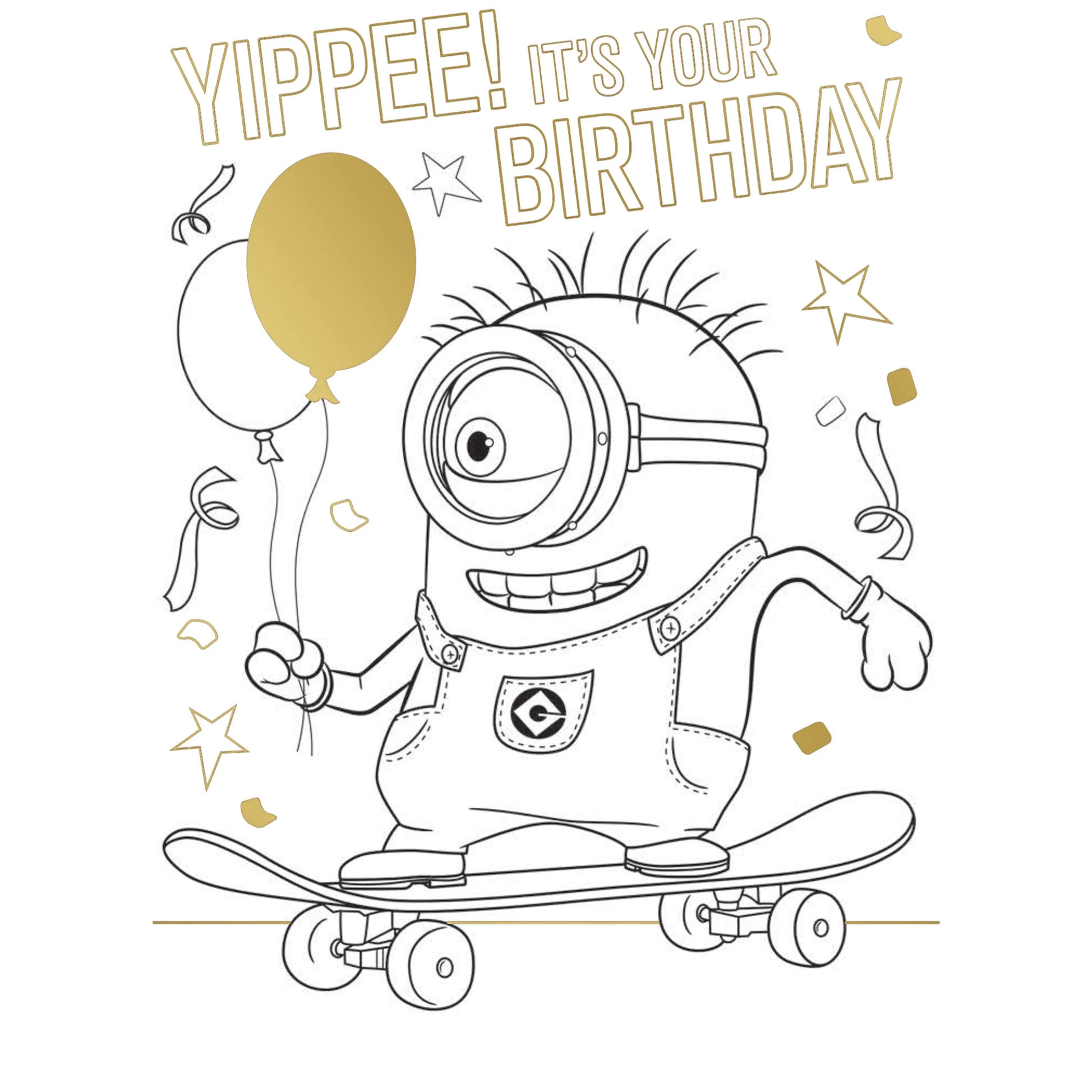 Despicable Me Minions Colour-in Birthday Card - Image 4
