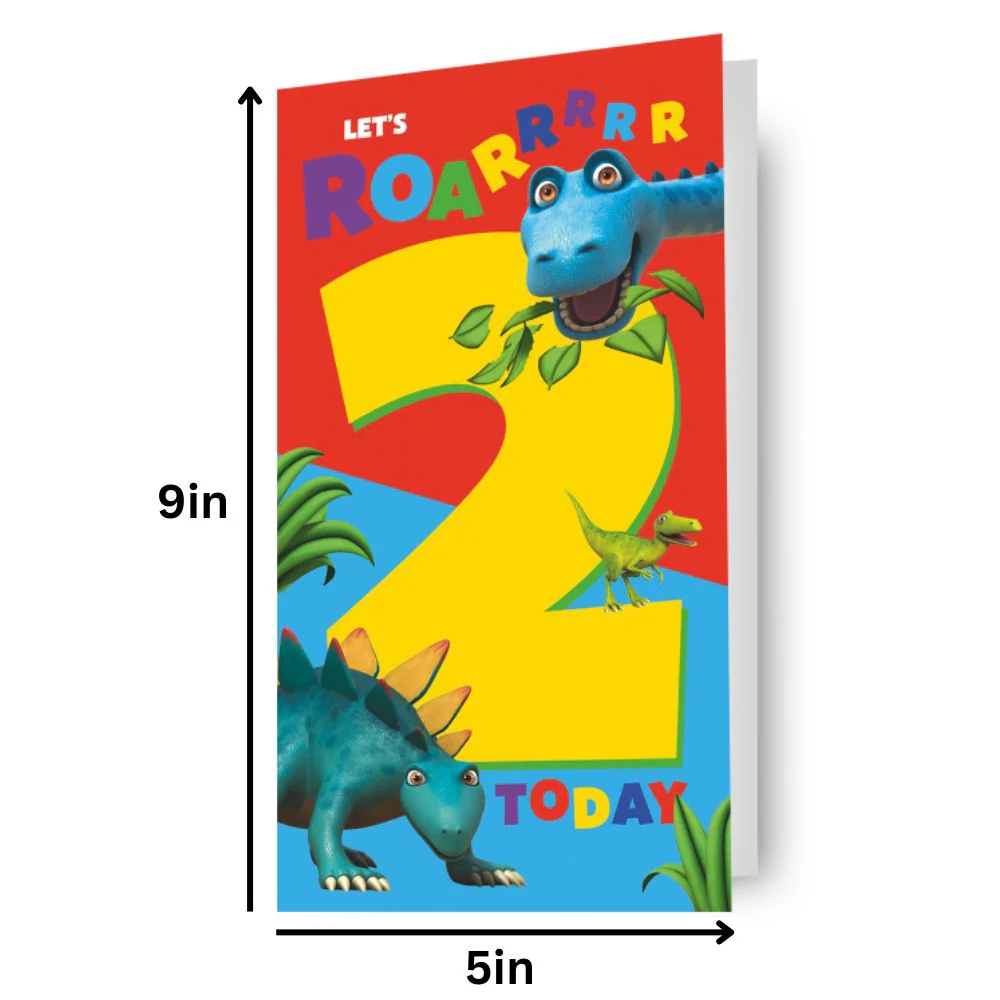 Dinosaur Roar Age 2 Sticker Birthday Card - Image 3
