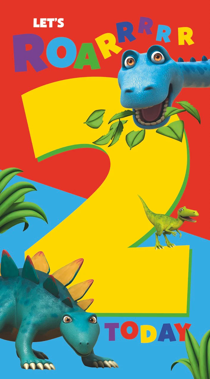 Dinosaur Roar Age 2 Sticker Birthday Card - Image 4