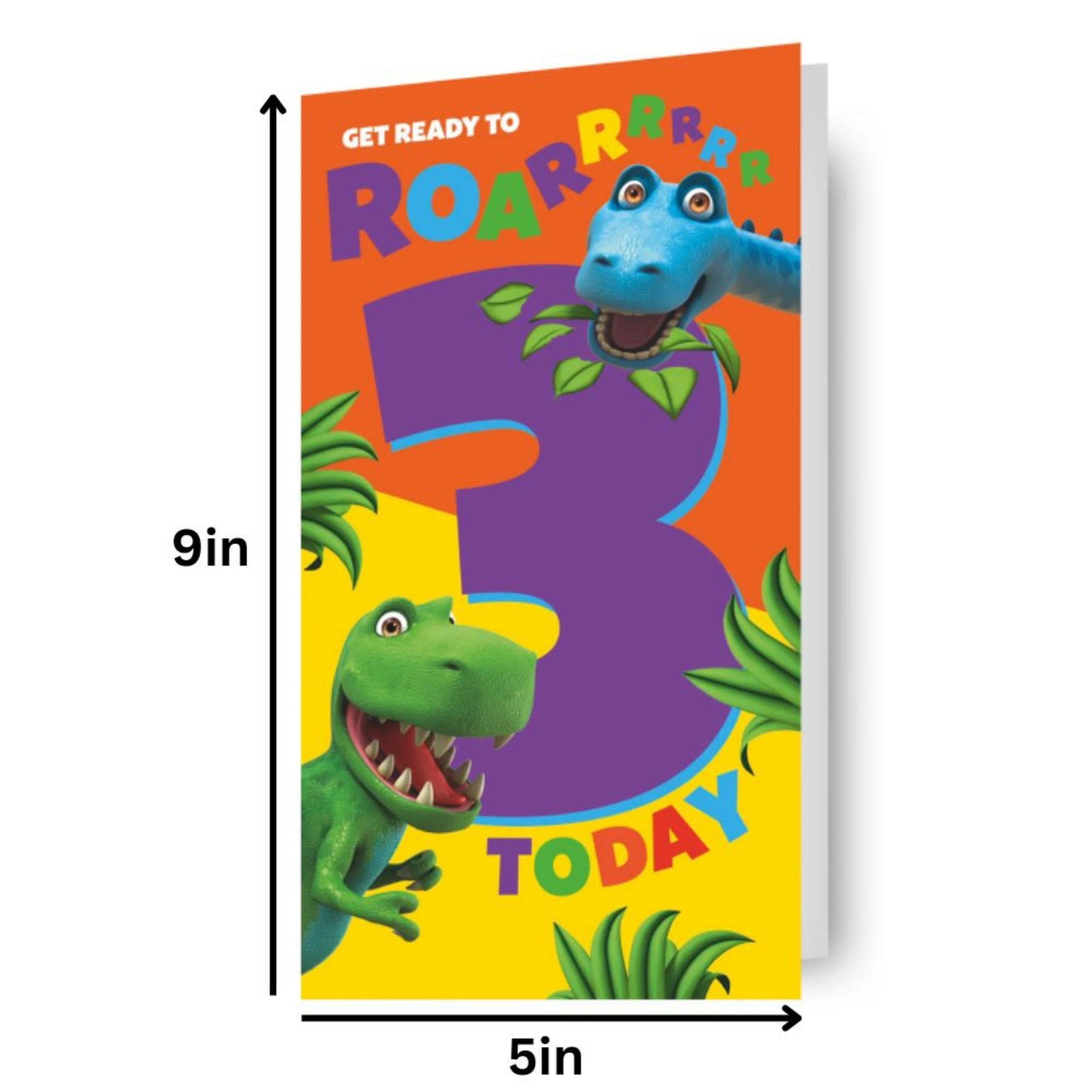 Dinosaur Roar Age 3 Sticker Birthday Card - Image 4