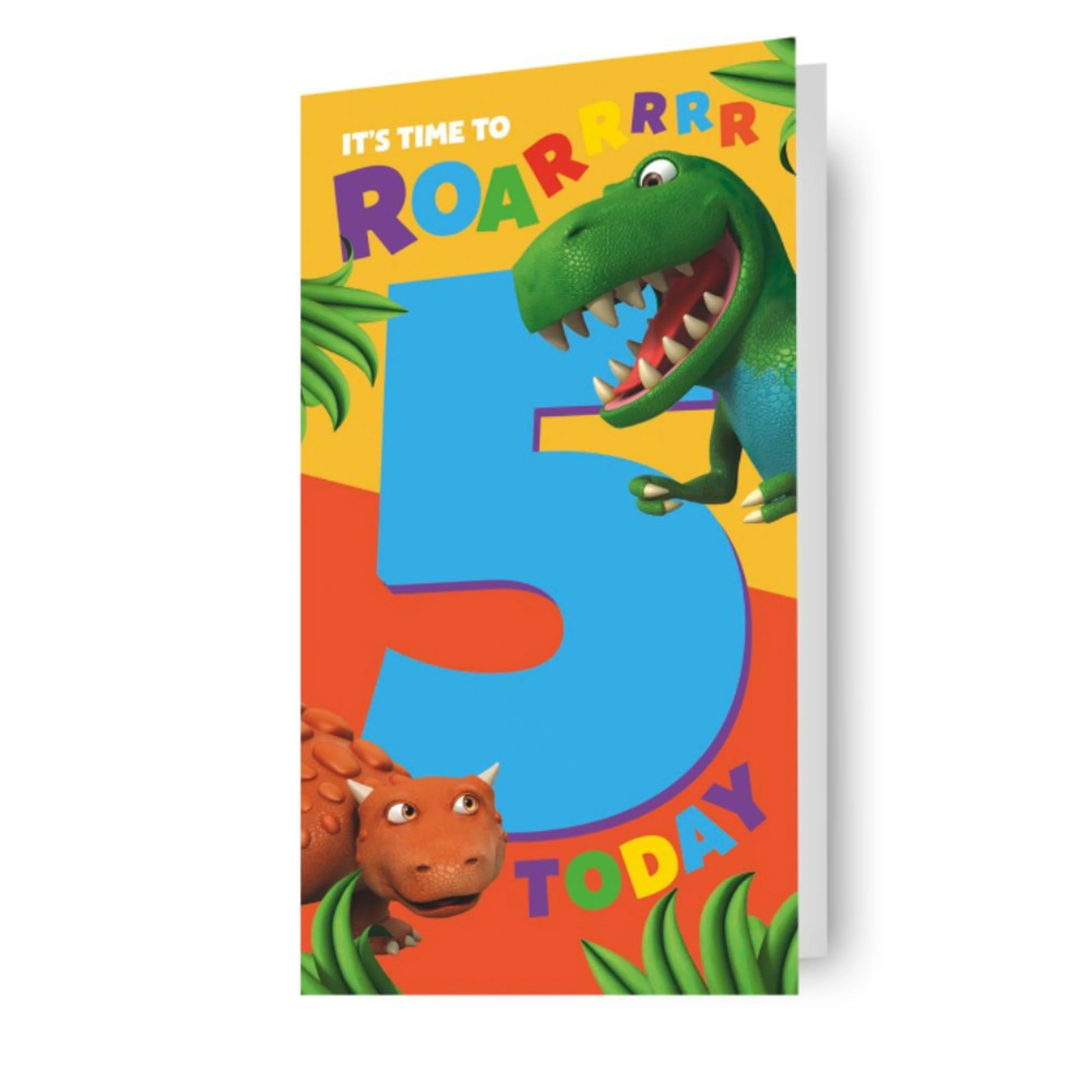 Dinosaur Roar Age 5 Sticker Birthday Card - Image 3