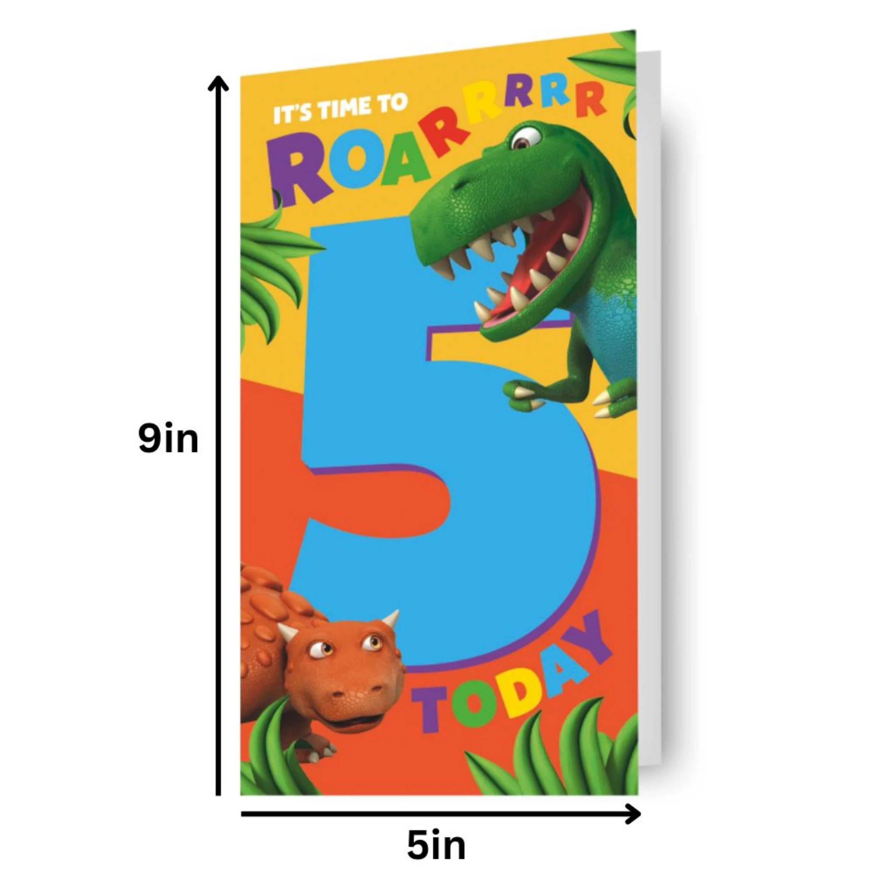 Dinosaur Roar Age 5 Sticker Birthday Card - Image 4