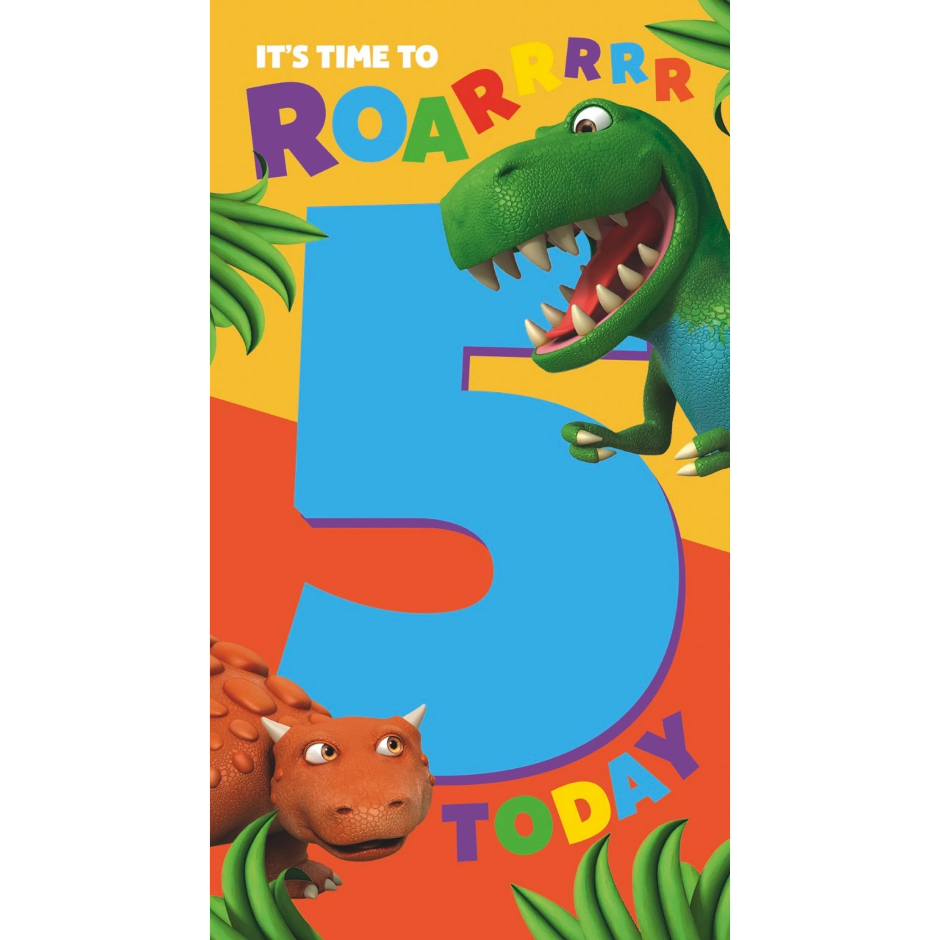 Dinosaur Roar Age 5 Sticker Birthday Card - Image 5