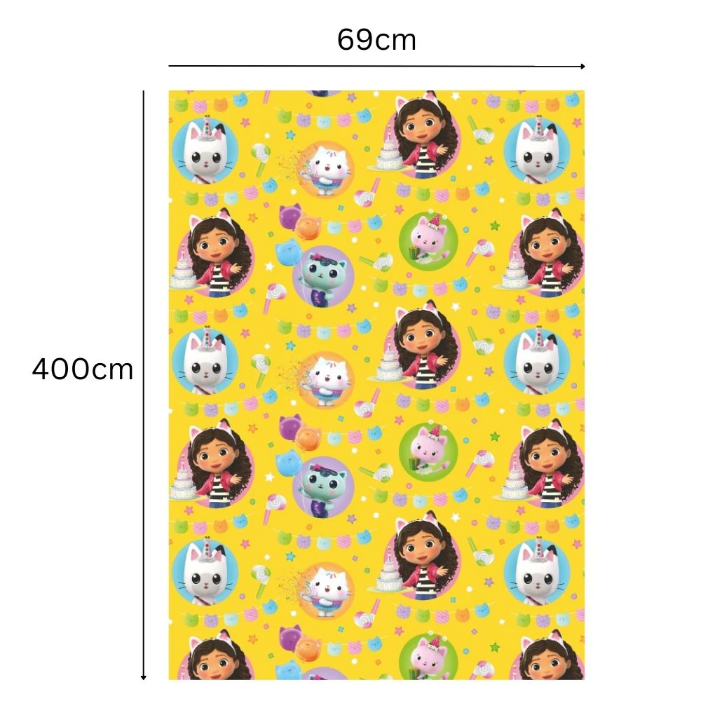 Gabby's Dollhouse 4m Roll Wrapping Paper - 3 Pack Bundle - Image 4