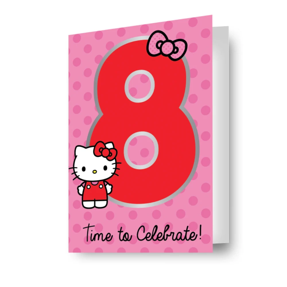 Hello Kitty Age 8 Sticker Birthday Card - Image 3