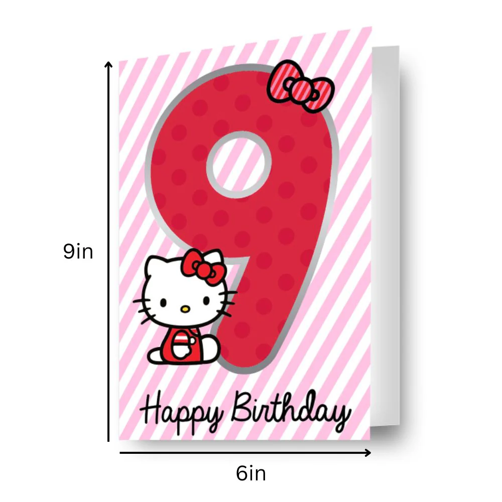 Hello Kitty Age 9 Sticker Birthday Card - Image 4