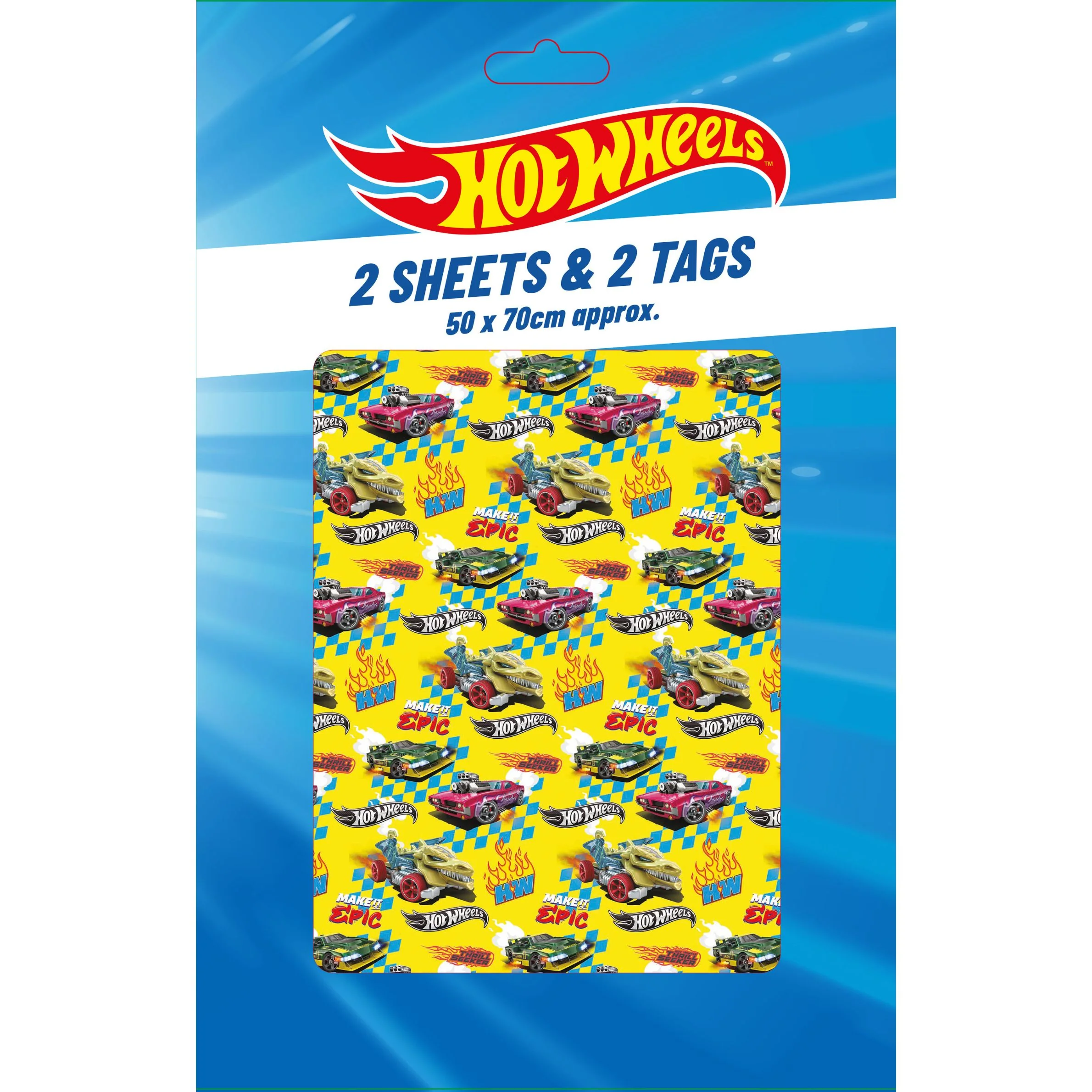 Hot Wheels 4 Sheets & 4 Tags Gift Wrap Bundle - Image 2