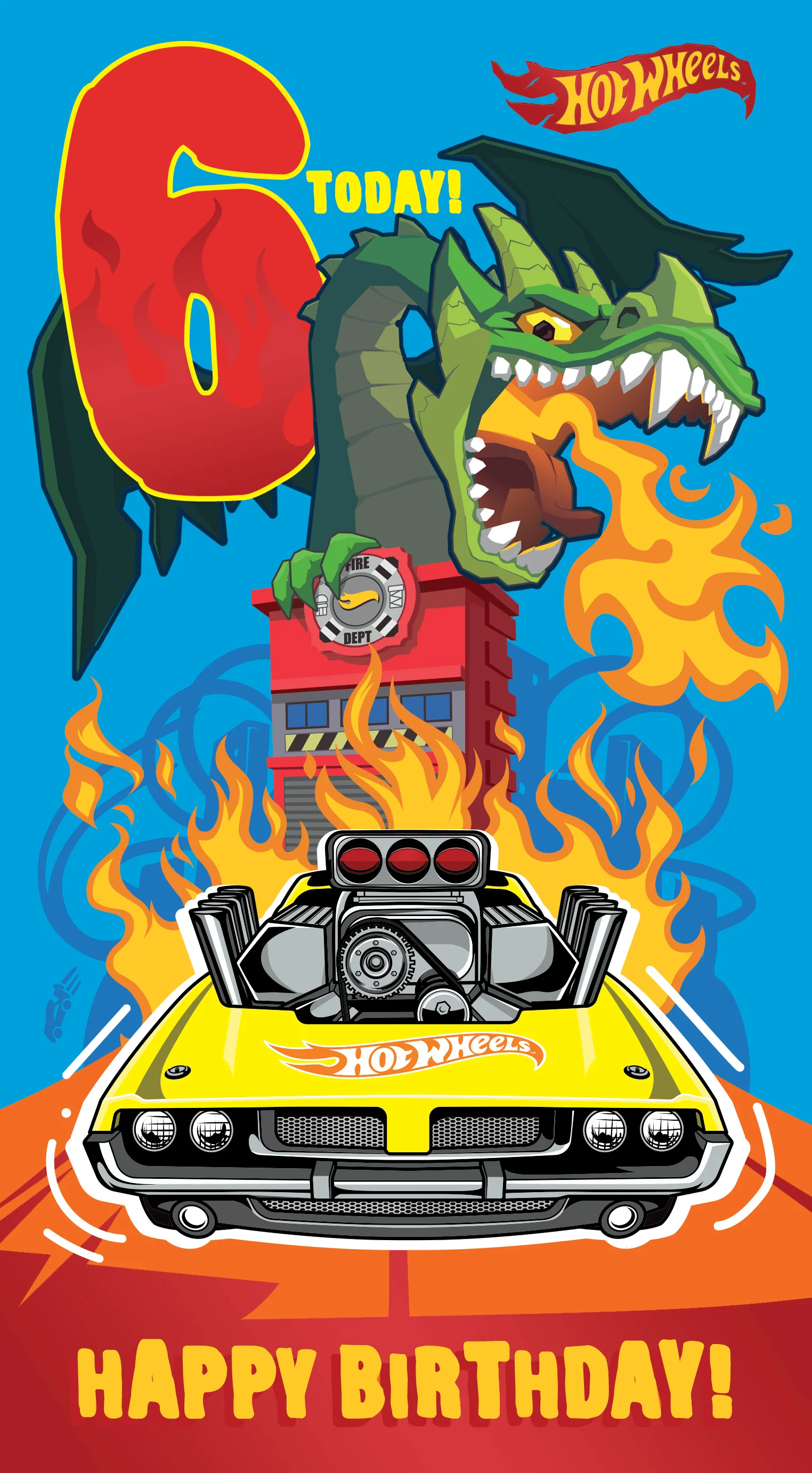 HOT WHEELS AGE 6 BIRTHDAY CARD - Image 3