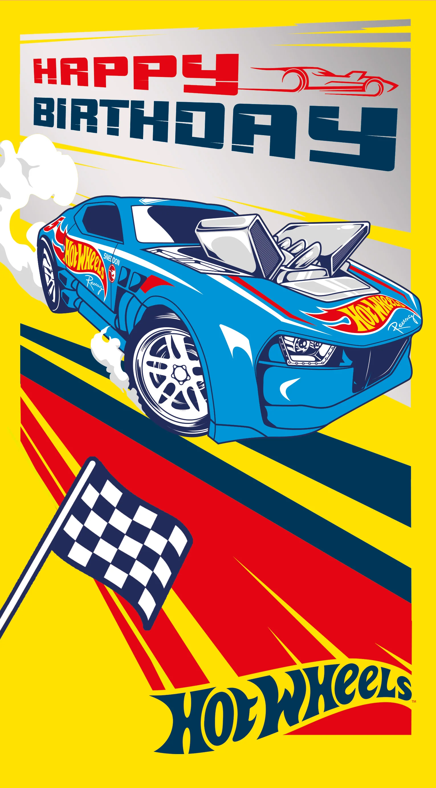 Hot Wheels Blue Car Birthday Card - Image 3