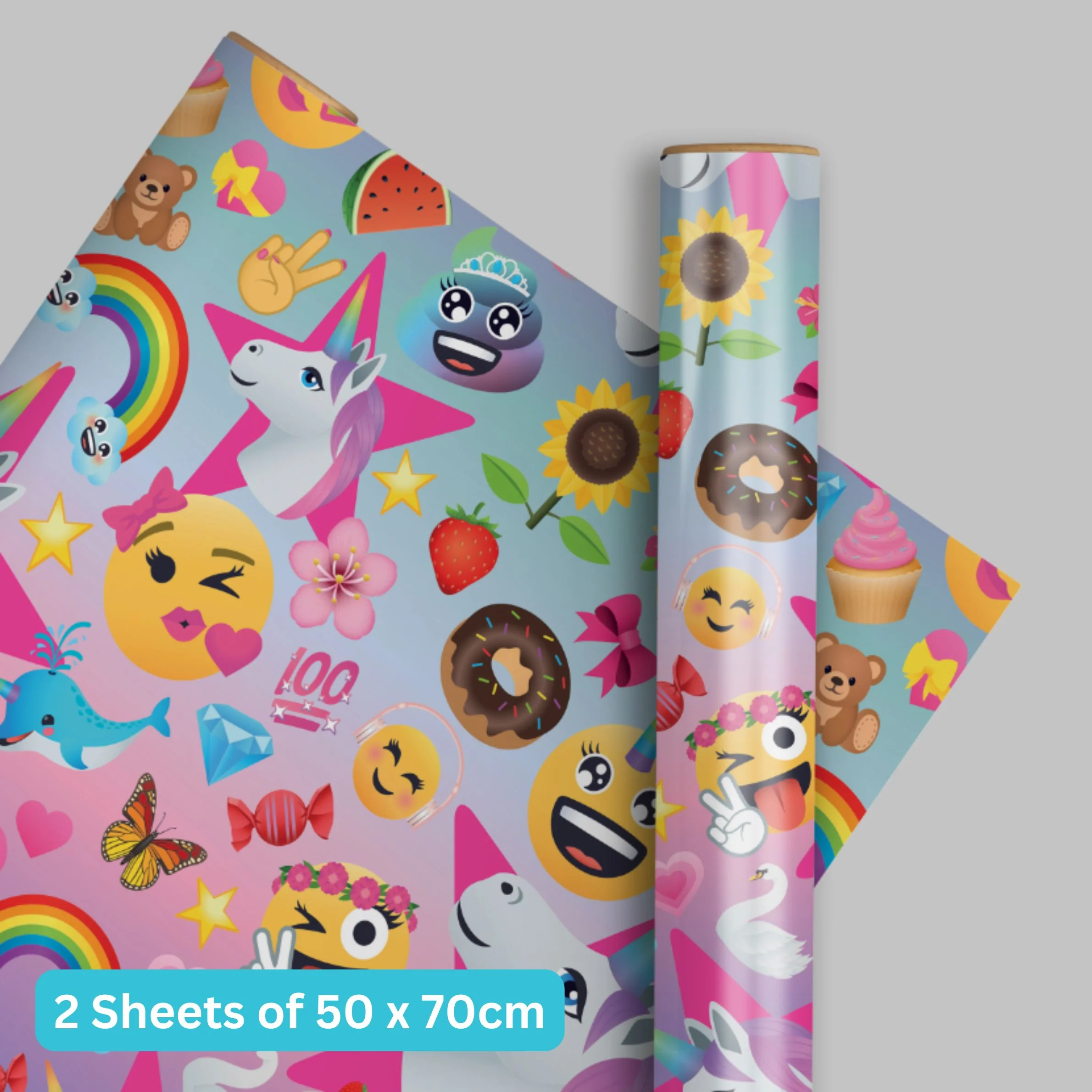 JoyPixels 2 Sheets & 2 Tags Gift Wrap - Image 2