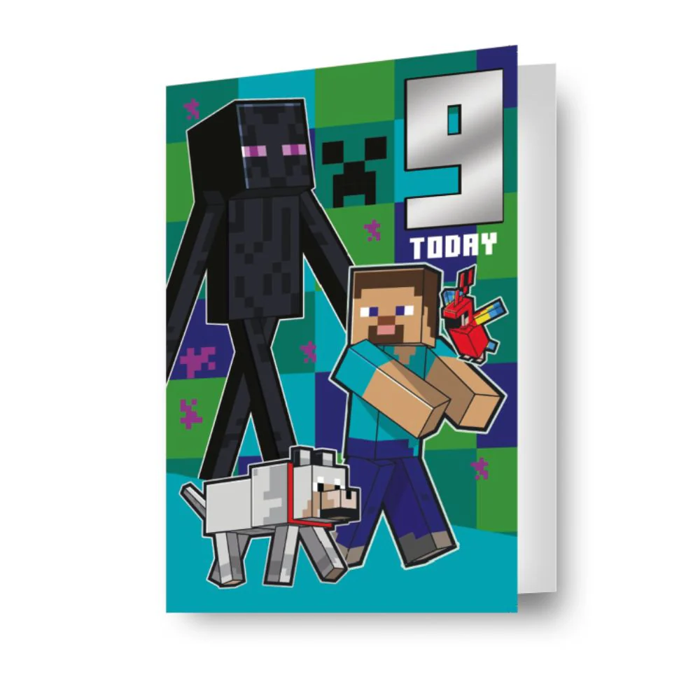 Minecraft Age 9 Sticker Birthday Card - Image 3