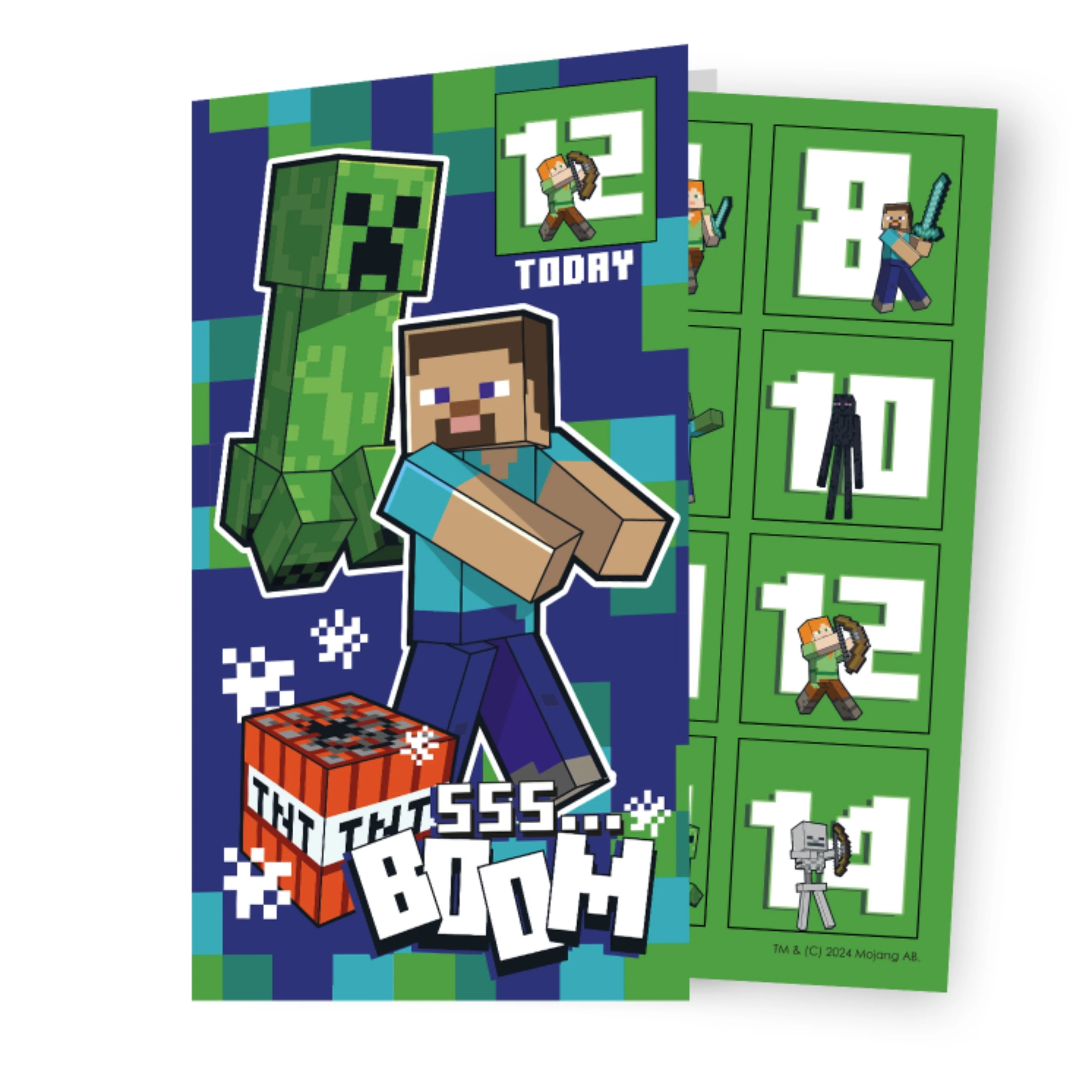 Minecraft Multi Ages 7-14 Sticker Birthday Card