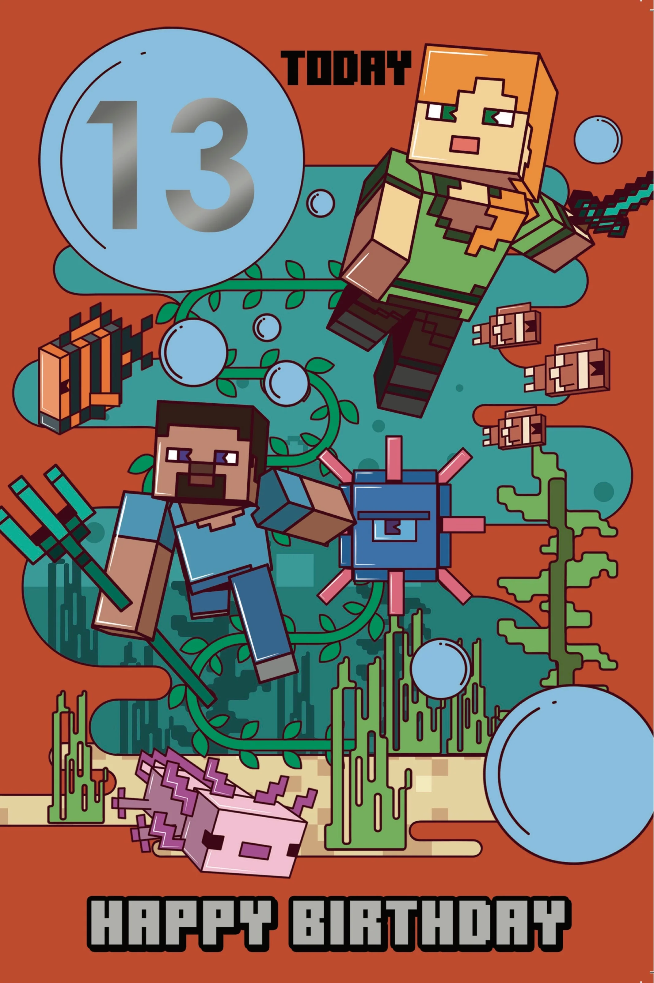 Minecraft Age Sticker Birthday Card - Image 3