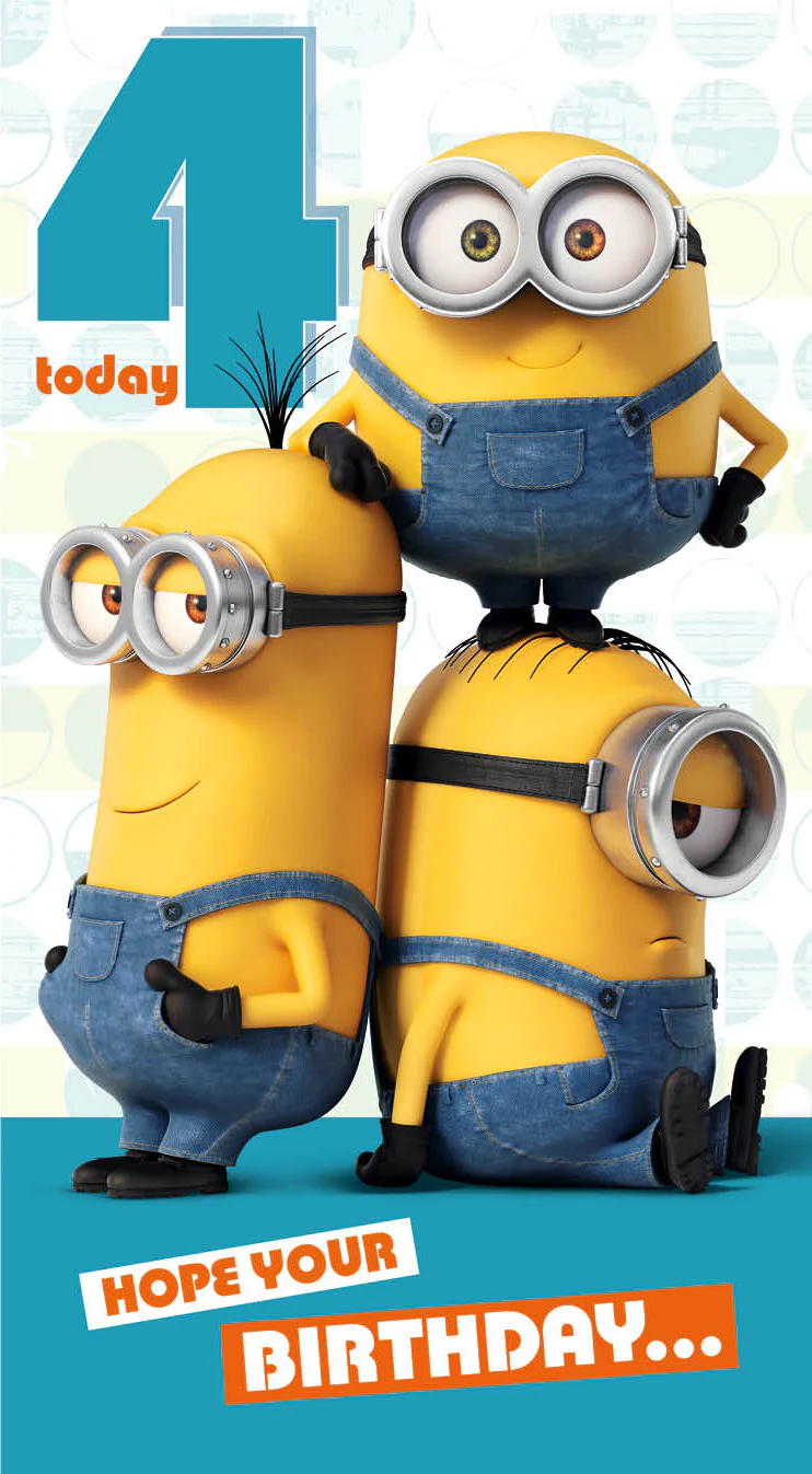 Minions Movie Age 4 Birthday Card - Image 3