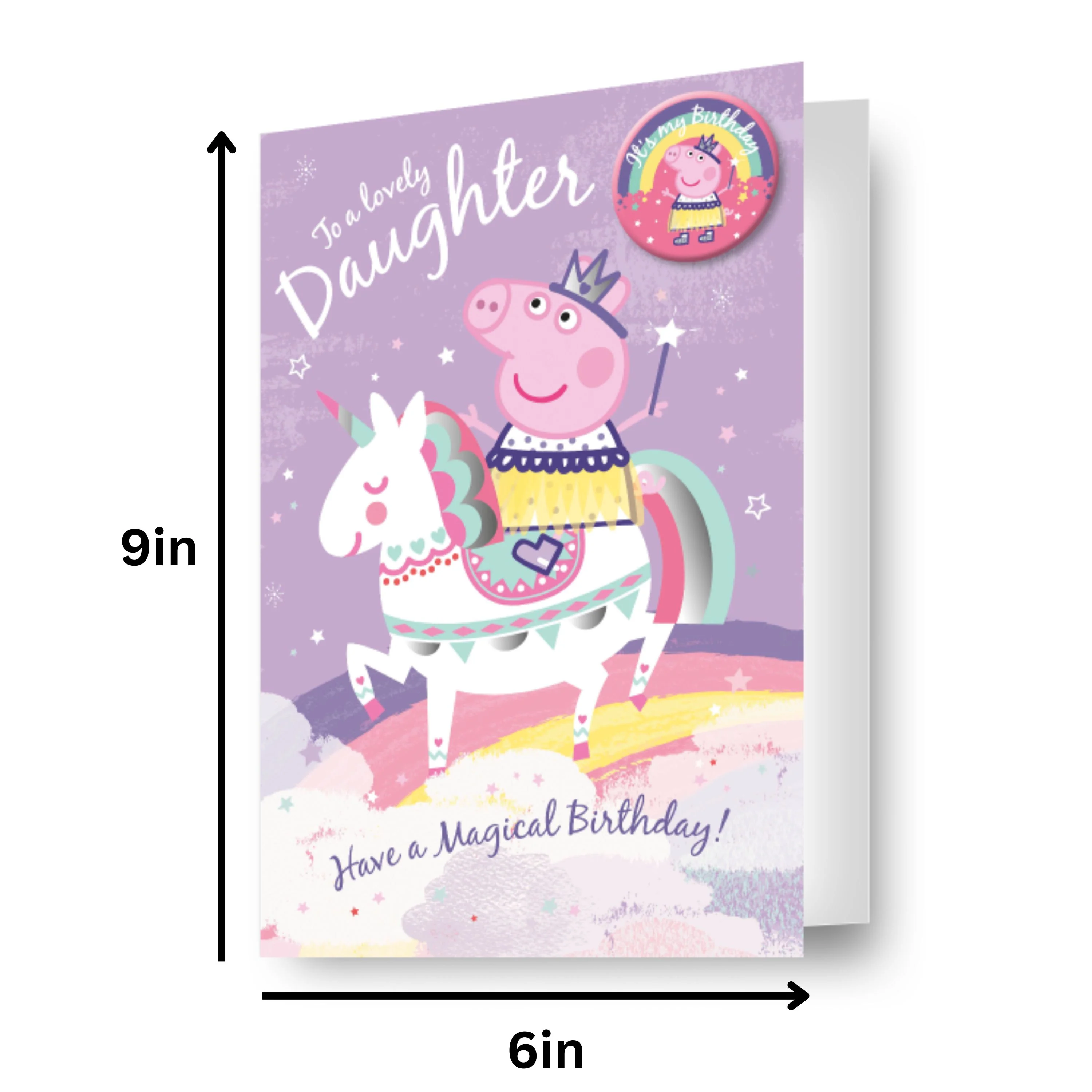 Peppa Pig Daughter Birthday Card with Badge - Image 2