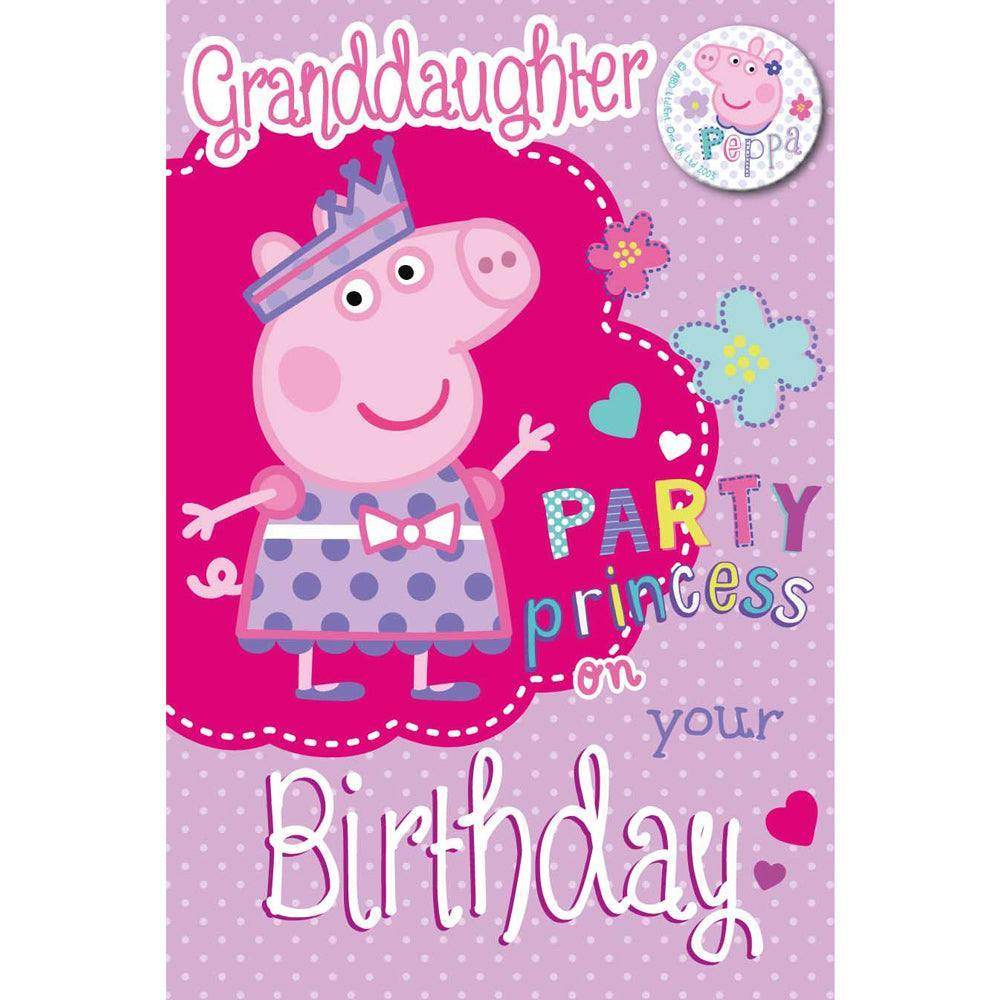 Peppa Pig Granddaughter Birthday Card with Badge - Image 3