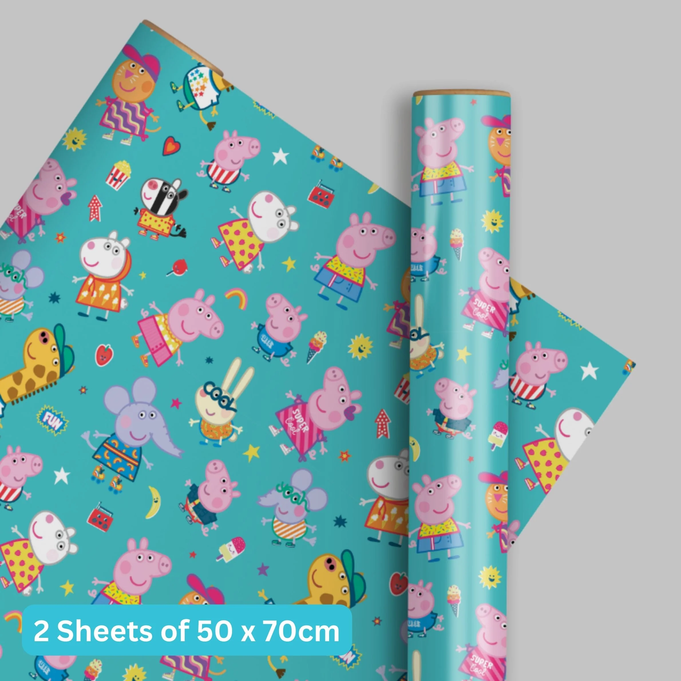 Peppa Pig 2 Sheets & 2 Tags Gift Wrap