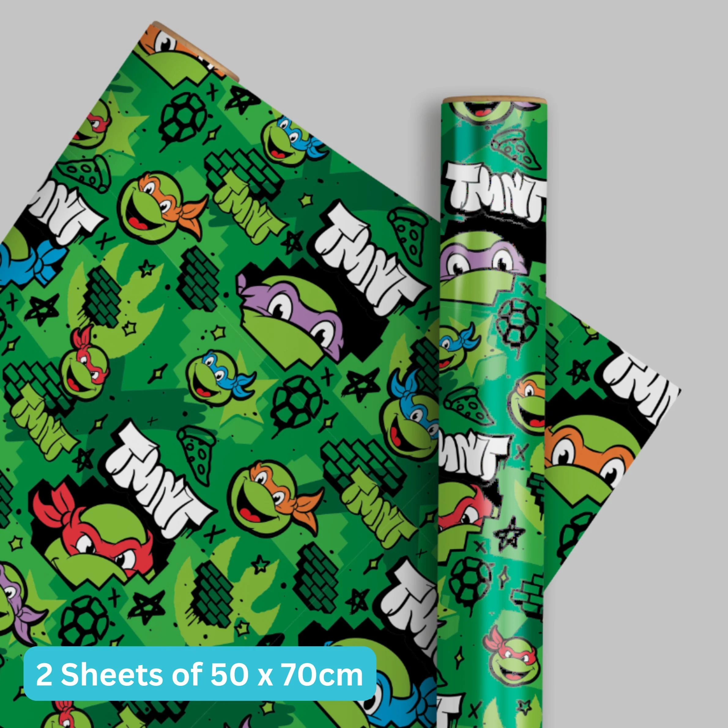Teenage Mutant Ninja Turtles 2 Sheets & 2 Tags Gift Wrap - Image 2