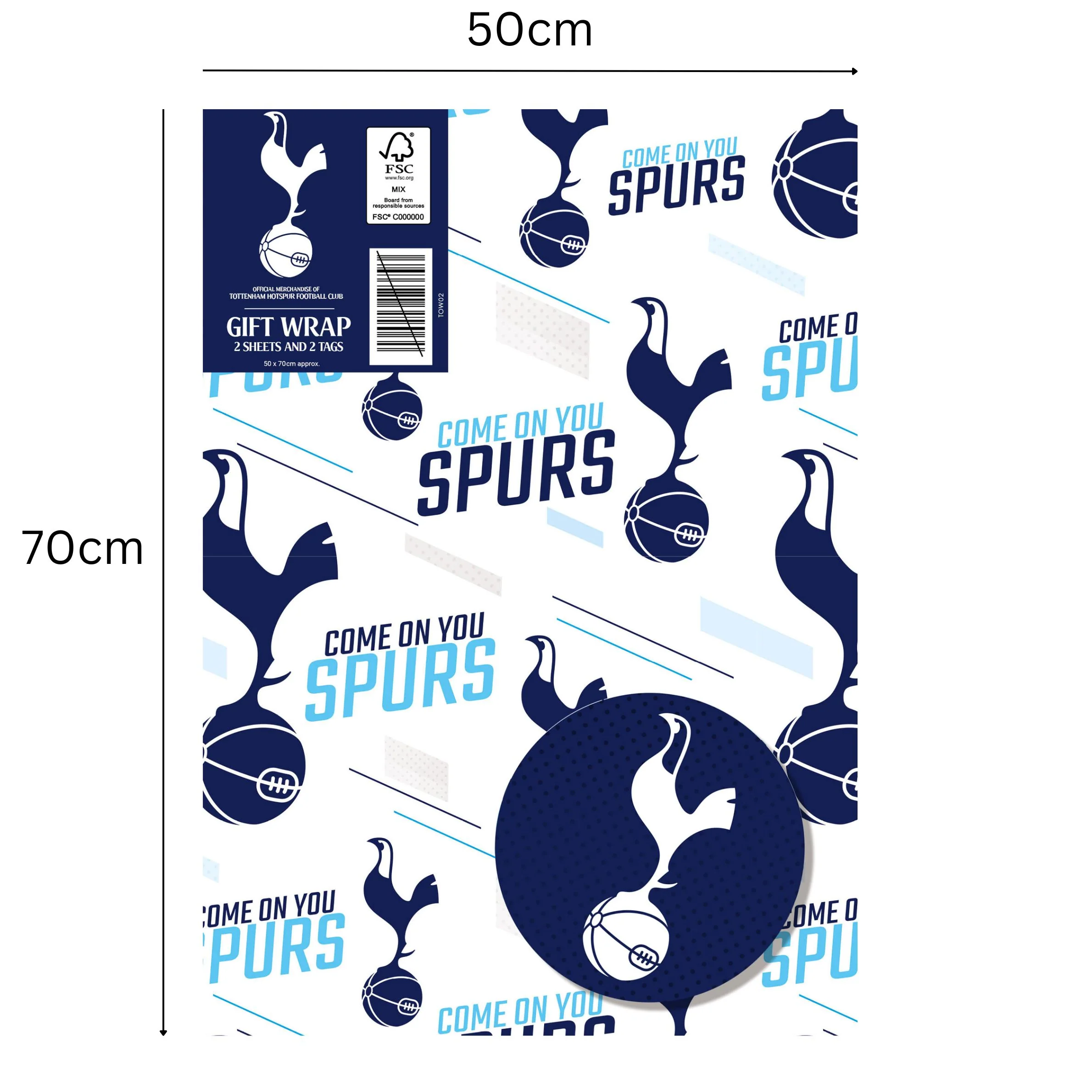 Tottenham Hotspur FC 2 Sheets & 2 Tags Gift Wrap - Image 3