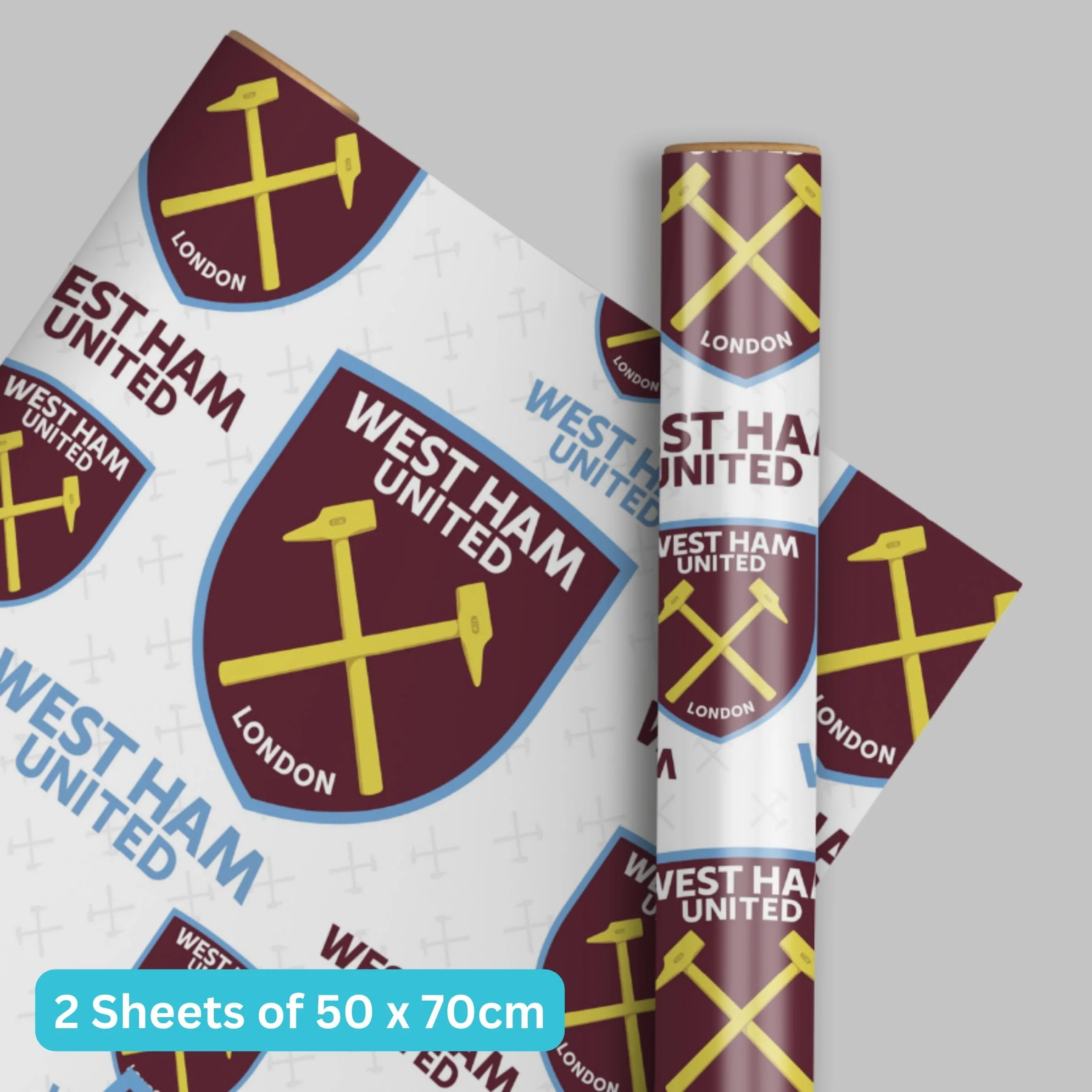 West Ham FC 2 Sheets & 2 Tags Gift Wrap - Image 2